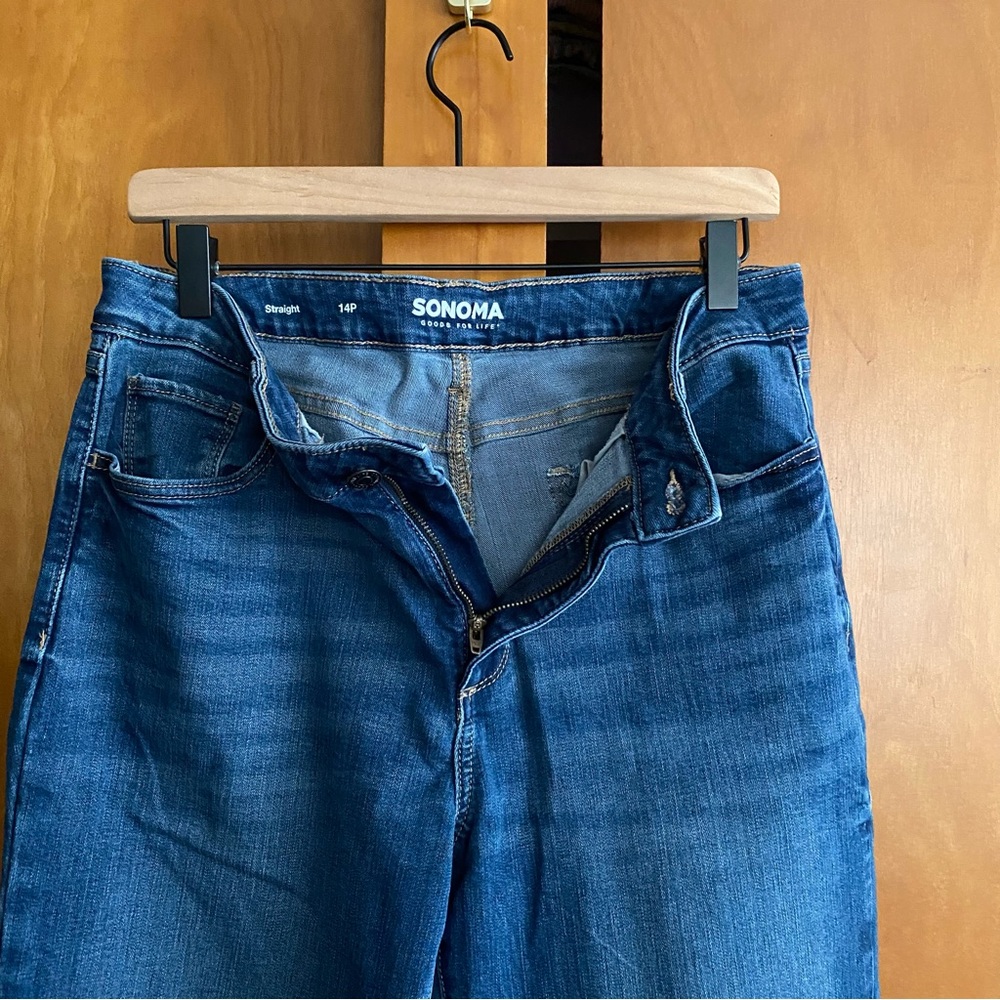 Sonoma Denim Blue Straight Leg Jeans 14 Petite - Picture 3 of 7